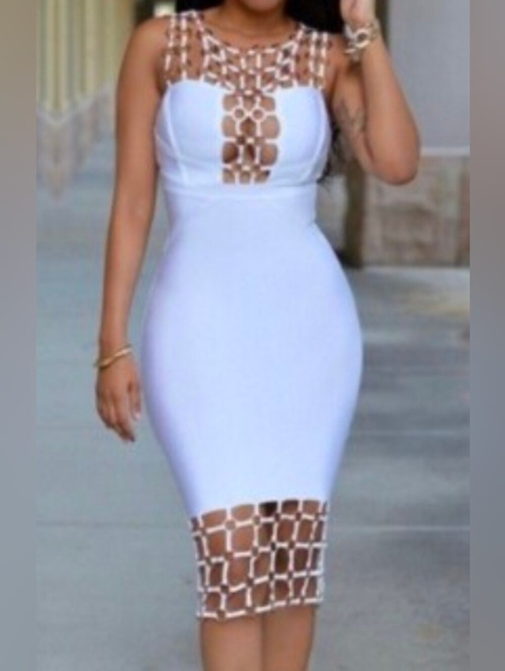 Gold/White Bodycon Dress